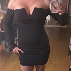 Lulu's Elegant Black Strapless Dress